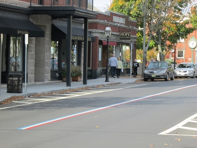 Every day is Independence Day with a red, white, and blue striping down your street.