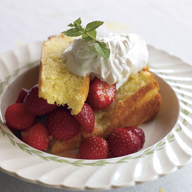 Almond Pound Cake with Fresh Strawberries and Whipped Cream