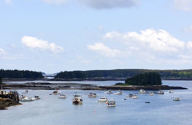 Lobsterboats in Jonesport along the Bold Coast Scenic Byway.