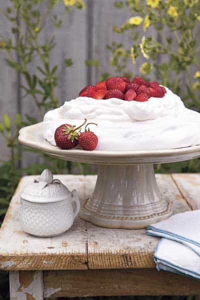 Pavlova with Fresh Strawberries & Whipped Cream