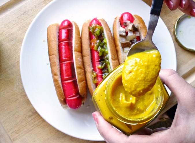 red snapper hot dogs mustard