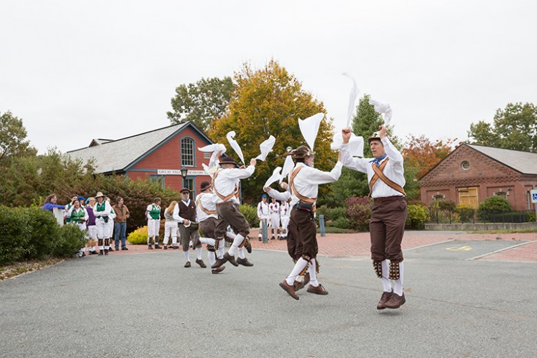 Foggy Botton Morris Men dancing at The Great Falls Discovery Center in Turners Falls.