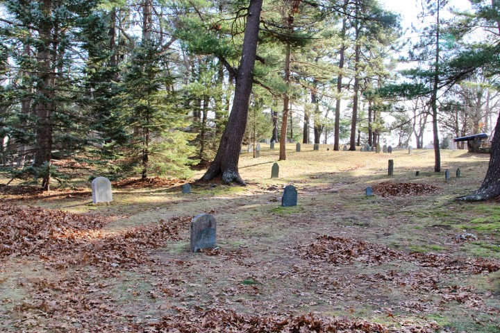 Headstones spread through the one and a half acre cemetery.