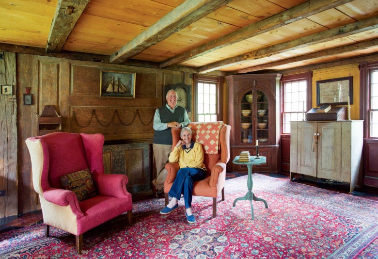 Bob and Carol bought the entire 18th-century wall that anchors their living room in Manchester, New Hampshire.
