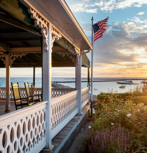 THE SURF HOTEL Graced by generous Victorian décor and expansive porches, this 140-year-old establishment overlooks a stone jetty stretching out into Block Island’s Old Harbor.