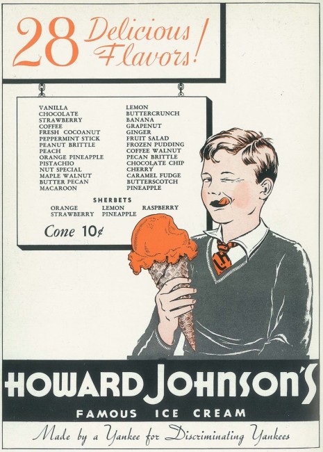 1940 Howard Johnson's Ad from Yankee Magazine | 28 Flavors