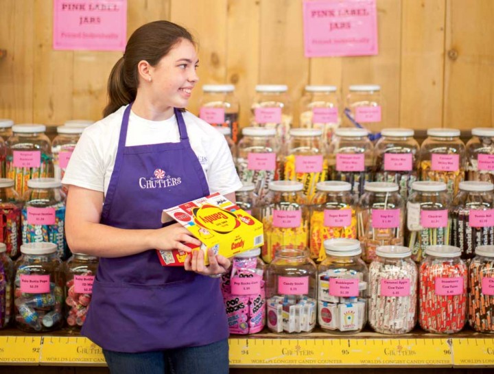 Chutters candy store, boasting 112 feet of heavenly sweets.