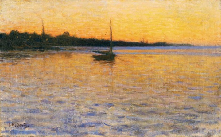 Twlight Over the Water, by Charles Harold Davis, 1892. Oil on canvas, 21x13 inches.
