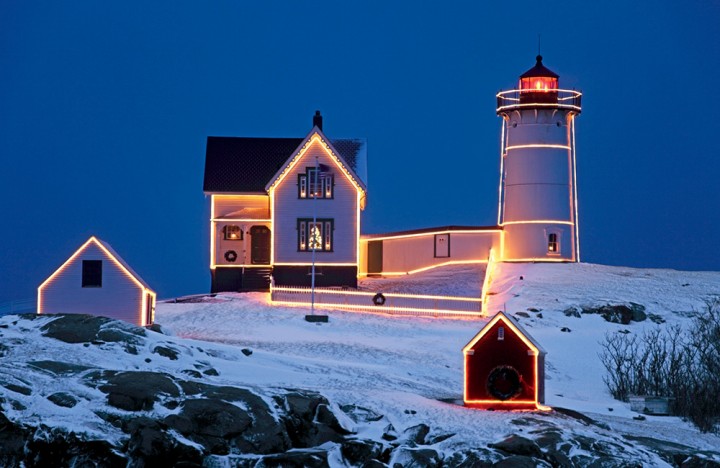 Maine’s Cape Neddick Light casts a welcome radiance across land and sea