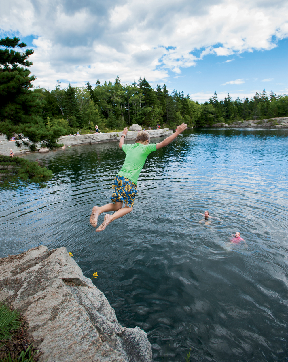 An abandoned Vinalhaven granite quarry makes a great swimming hole.