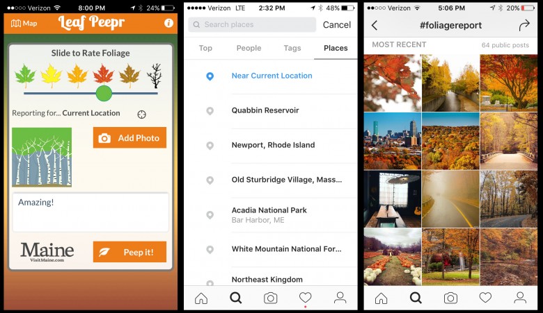 Cell phone apps like our Leaf Peepr and Instagram can help with your foliage adventure.