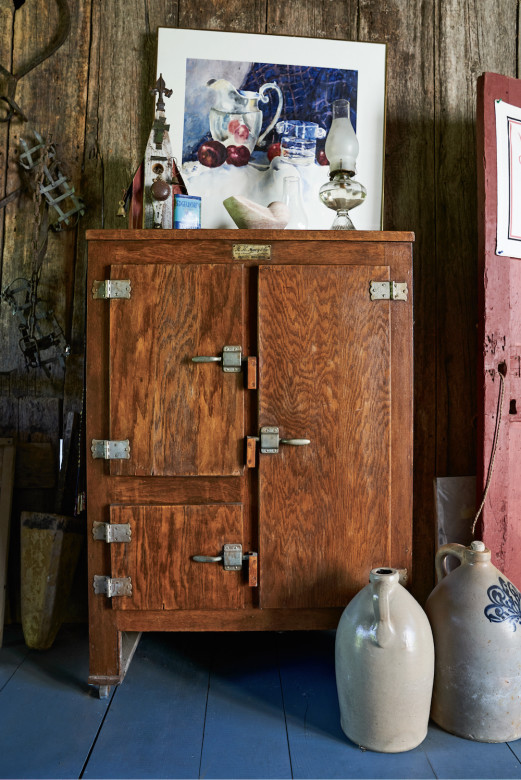 The Gallants have been conscientious caretakers of a number of White family relics, such as this vintage icebox.
