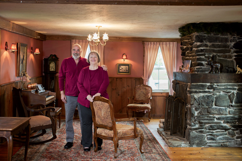 Brookfield Inn owners Paul and Melissa Puliafico show off the room where Washington likely would have slept if he hadn’t, as the story goes, been turned away by an innkeeper with a migraine.