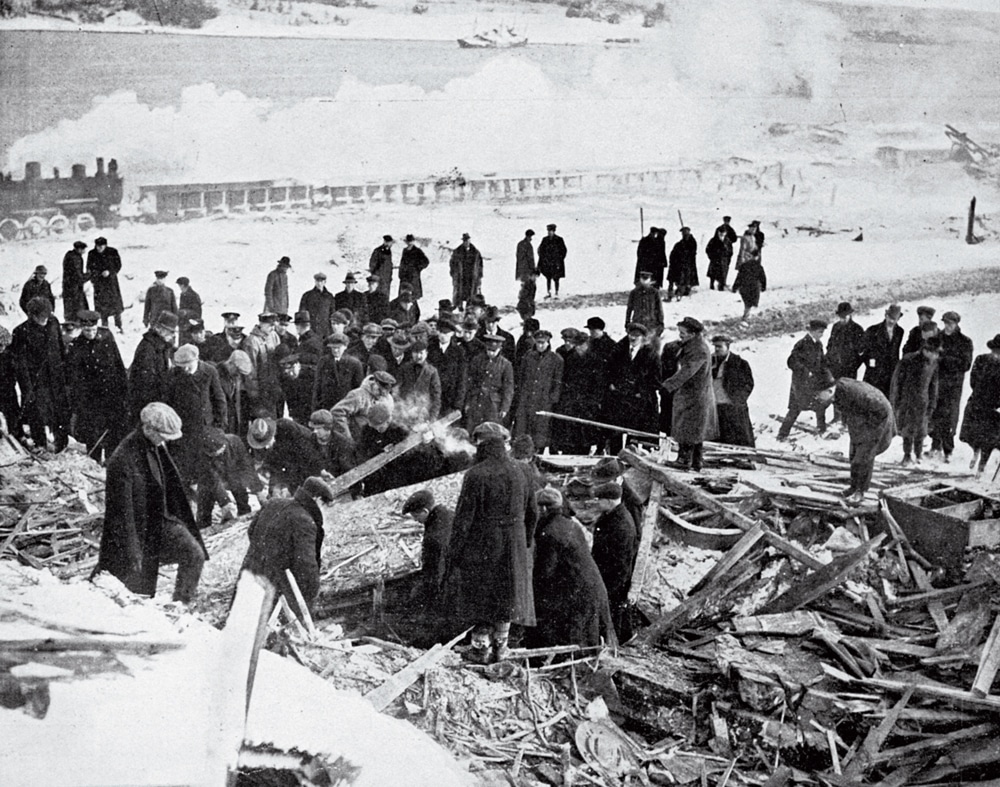 A search party combs through the wreckage. Nearly 2,000 lives were lost in the Halifax blast and subsequent fires; the bodies of more than 400 were never found.