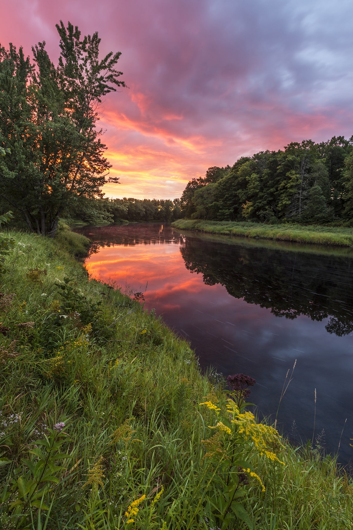 Dawn on the Mattawamkeag River as it flows through the Reed Plantation in Wytipitlock, Maine.