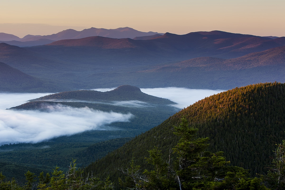 The view south towards the White Mountains from North Percy Peak in New Hampshire's Nash Stream State Forest.