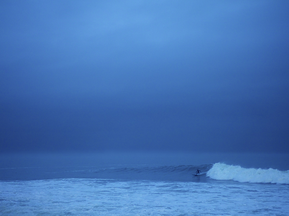 Surfing Alone in the Fog - Adrian Massie - Newport, Rhode Island.