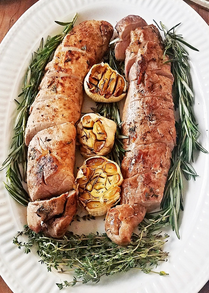 Roasted Pork Tenderloin with Whole Garlic and Rosemary