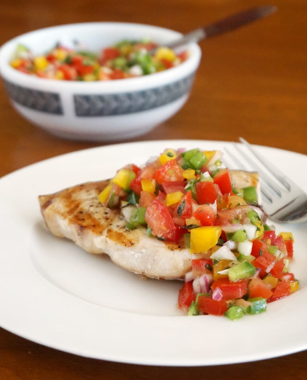 Grilled Swordfish with Tomato and Sweet Pepper Salsa