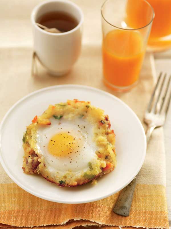 Leftover Stuffing Egg Nests with Cornbread and Sausage