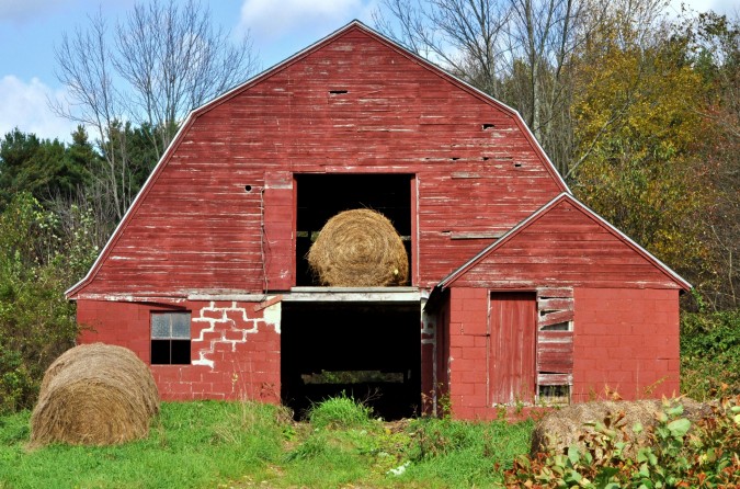 Red Hay Barn In Gilbertville, Massachusetts 