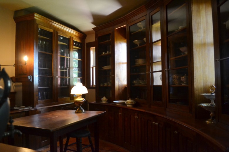 The butlers' pantry was where the family's china, crystal, and silver were kept. 