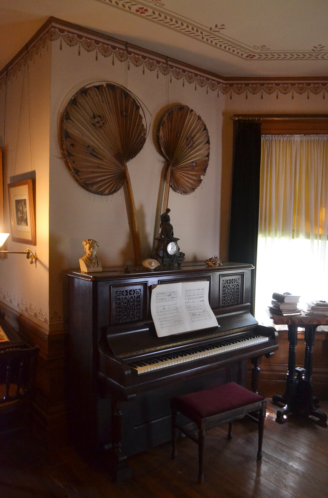 The Fischer upright piano in the schoolroom was given to the girls for Christmas in 1880. 