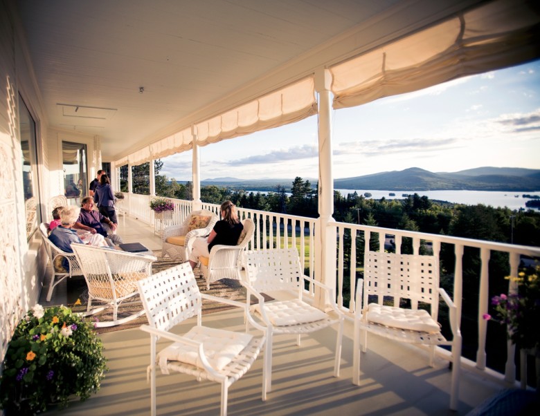 The Blair Hill Inn, on the eastern side of Moosehead Lake in Greenville, is known for its expansive front porch.
