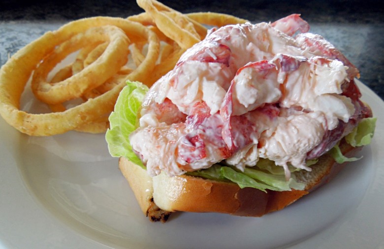 The bun is all but buried beneath a half-pound of lobster at Belle Isle Seafood. 