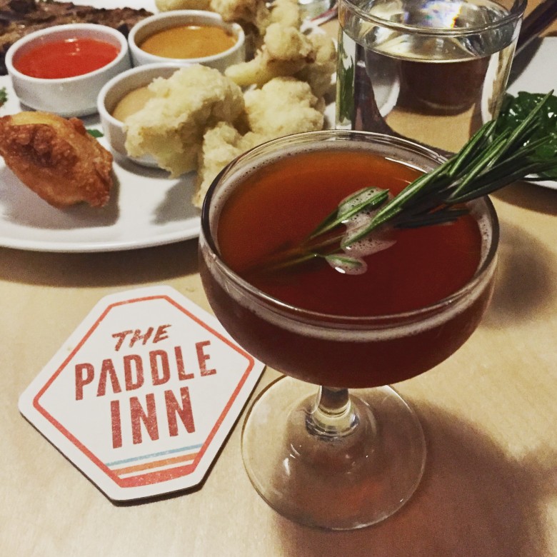 Appetizers and cocktails at the Paddle Inn. 
