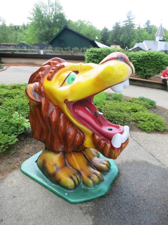 Thirsty? There's a lion's mouth water fountain for that. 