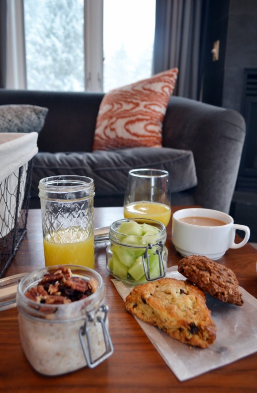 A hand-delivered daily breakfast basket is included in the rate for each room. Ours offered coconut overnight oats, a cinnamon raisin scone, peanut butter oat muffin, honeydew, and fresh-squeezed orange juice. Picnic Social also serves a full brunch 