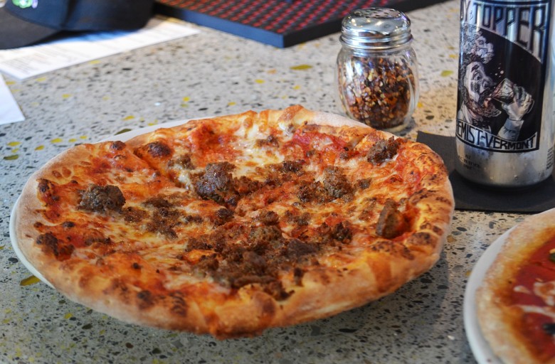 A meatball pizza was the perfect complement to an ice-cold Heady Topper.